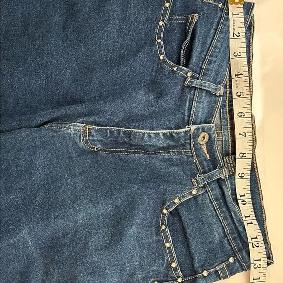 Lazer Cropped High Rise Silver Stud Embellished Straight Leg Jeans Size 7 - Picture 8 of 11